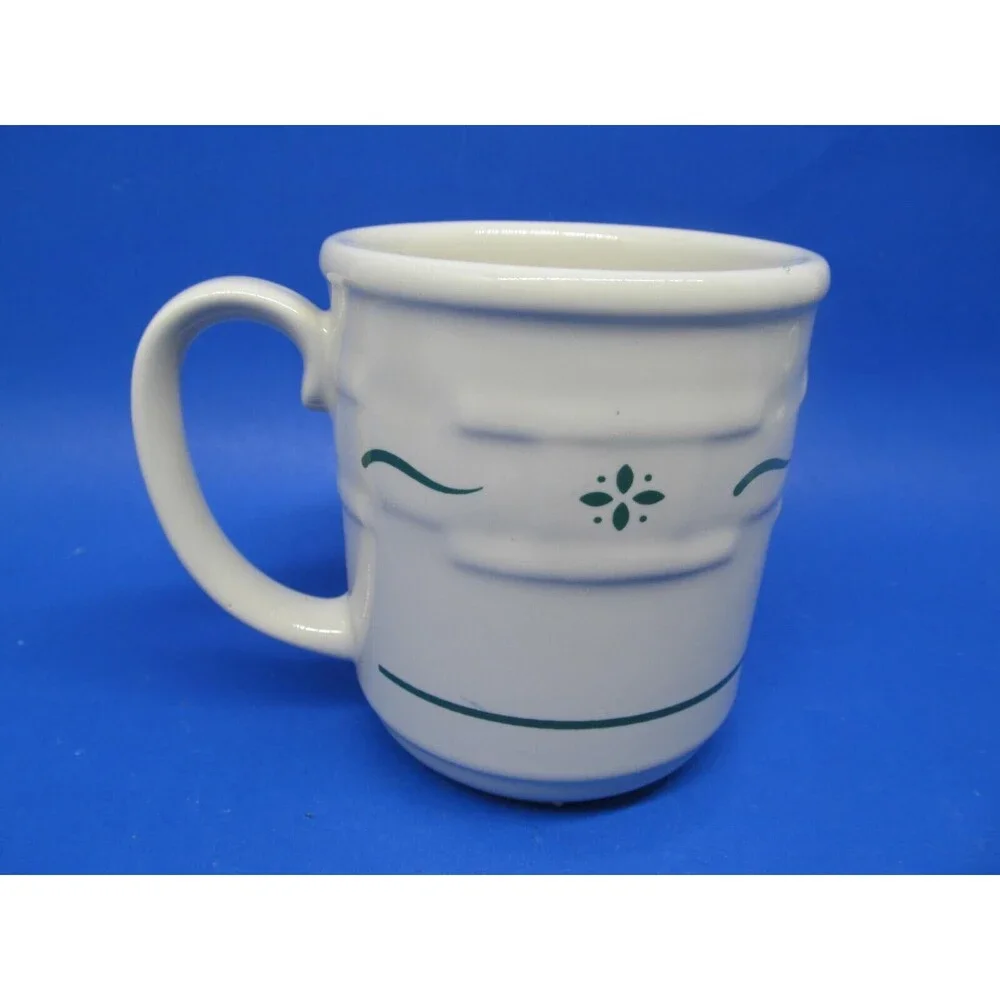 Longaberger Woven Traditions Green On White Coffee Mug 4